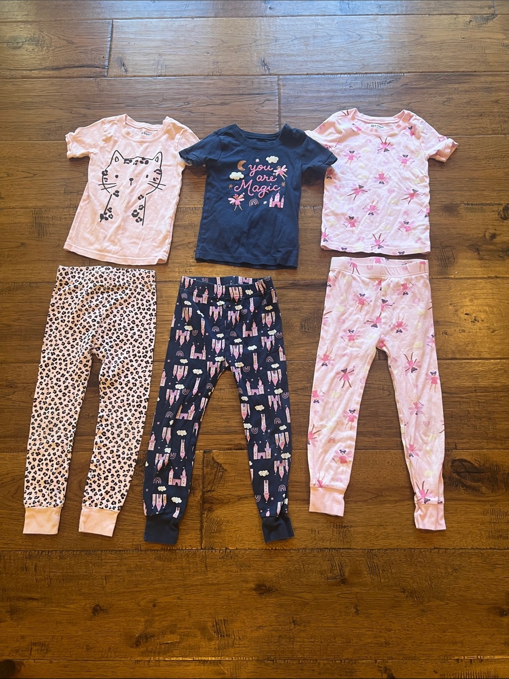 Old Navy Girls 3-Piece Pajama Set - Navy & Light Pink Prints